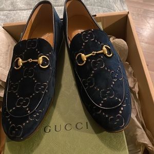 Gucci loafers size 9.5 Velvet GG / Granada Blue Beige/Blu/Blu